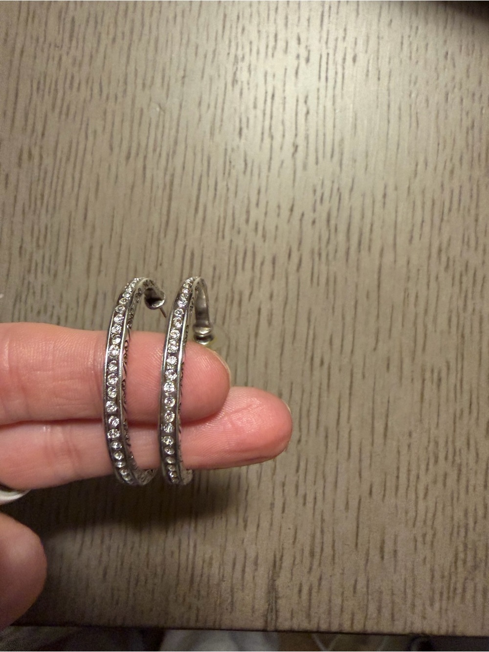 Brighton Silver Crystal Hoop Earrings - Women Jewelry